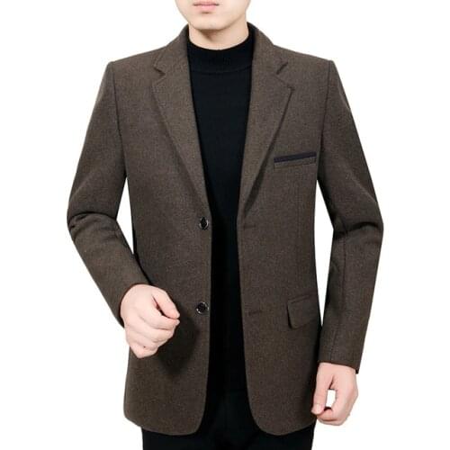 New Hot sale Brand Autumn and winter mens casual blazer fashion Slim woolen Suit mens solid color suit jacket
