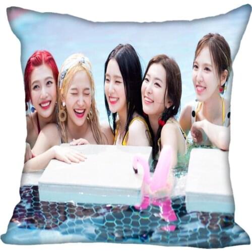 New Custom Kpop Red Velvet Pillowcases Printed Square Silk Pillowcase Home Decorative zipper Satin Pillowcases (One Side)