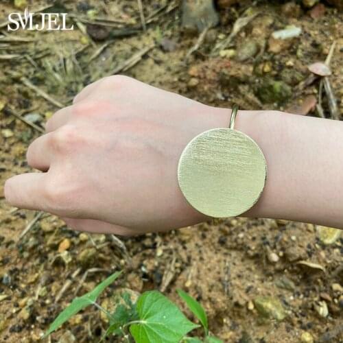 New Metal Brushed Big Round Bangles for Women Wedding Jewelry Classic Geometric Circle Cuff Bracelets Bangles Accessories 2021