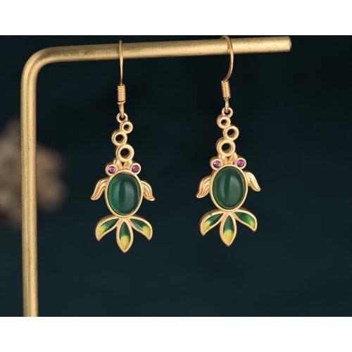 Court Cloisonne Brocade Carp Fish Earrings for Women Ethnic Statement Pendant Earrings Palace 2021 Trend Jewelry Friends Gift M4
