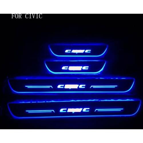 Customized 4PCS Moving LED Welcome Pedal Car Scuff Plate Pedal Threshold Door Sill Pathway Light For Honda Civic 2016-2018
