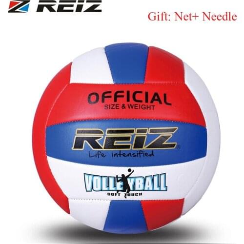 REIZ Professional Soft PU Volleyball Ball Competition Training Ball Men Women Official Size Weight Soft Touch Volleyball Ball