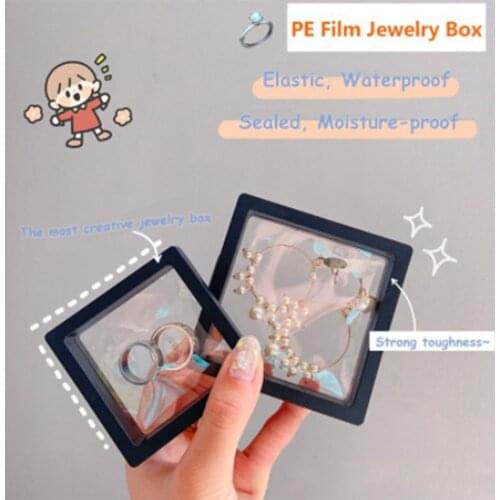 Transparent Jewelry Storage Box Ring Earring Hanging Display Frame Elastic PE Membrane Frame Box Bead Bracelet Pendant Dustproof