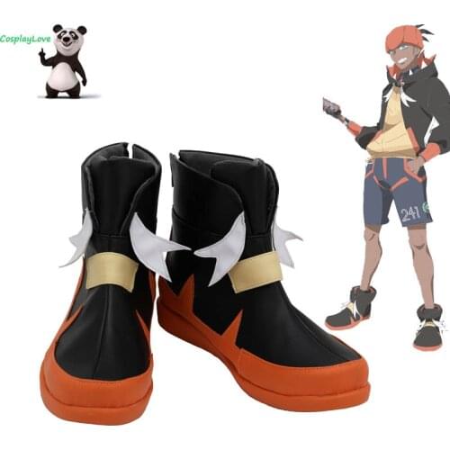 P Sword And Shield Raihan Red Black Cosplay Shoes Long Boots Leather CosplayLove For Halloween Christmas