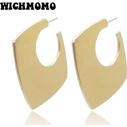 2019 New Fashion 52mm Aluminium Alloy Gold Wire Drawing Rhombus Ethnic Earrings for Womens Fashion Jewelry Gifts Date and Party