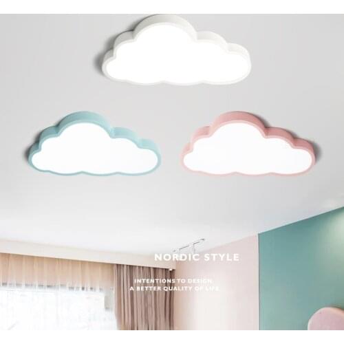 Modern Nordic Cartoon Cloud Style Blue / Pink / White LED Iron Ceiling Light with Acrylic Cover Lampshade for Living Room Kids