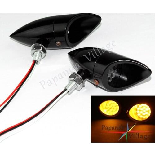 Black Aluminum LED Vintage Bullet Turn Signal Indicator Light Flashers Blinker Lamp 10mm Bolt for Bobber Chopper Cafe Racer