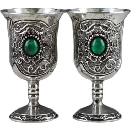 The first - the old manual collection of steam from the Miao silver inlaid turquoise Cup