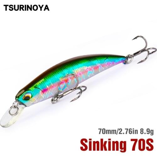 TSURINOYA NEW Fishing Lure DW75 Sinking Minnow Jerkbait Wobbler 70S 70mm Minnow Hard Bait Freshwater Bass Trout Lure Swimbait