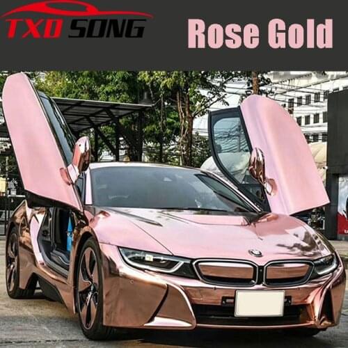 Rose Gold Chrome Mirror Vinyl Wrap Film Car Sticker Decal Sheet With Air Bubble Free DIY Styling Motorbike Scooter Wrapping Foil