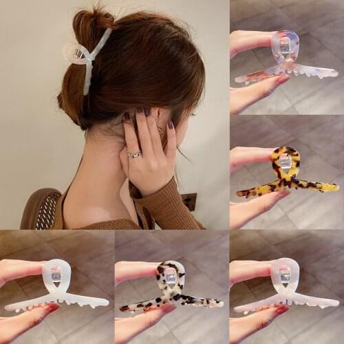 Elegant Acetate Crab Hair Clip Romantic Mermaid Leopard Print Hair Clip For Women Girl Sweet Hair Claw Vintage Hair Accessories