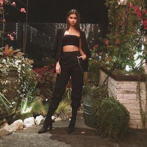 Women Solid High Waist Elegant Pants Pockets Fake Zippers All-Match Vintage Pencil Pants 2020 Winter New Fashion Women Pants