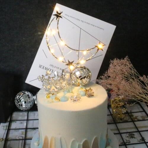 1pc Moon Star Cake Topper Iron Art Cake Decorating Topper Cupcake Toppers Picks For ValentineS Day Wedding Birthday Party