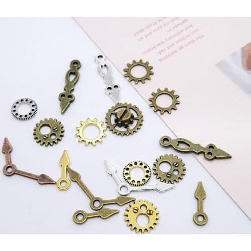 100Pcs/Lot Mixed Gear Cog Vintage Metal Metal Steampunk Pointer Charms Fit Jewelry Pendant Charms Makings