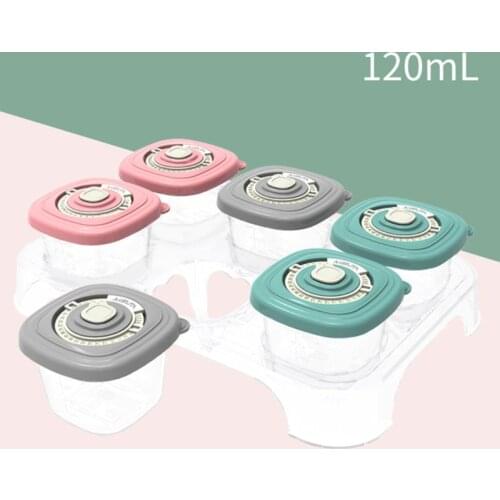2021 New 6 Pcs/Set Baby Food Organizer Freezing Cubes Tray Pots Freezer Storage Container