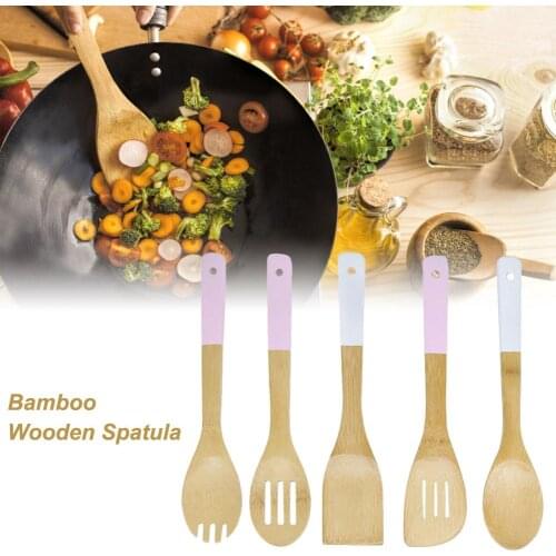 5PCS Kitchen Cooking Utensils Wooden Cooking Spatula Spoon Set Non-stick Spoons Spatula Cookware Cooking Set Kitchen Utensil