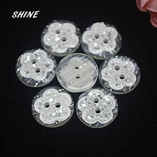 50PCs Resin Sewing Button Scrapbooking Round Flower Two Holes 15mm Dia. Costura Botones decorate bottoni botoes S1001
