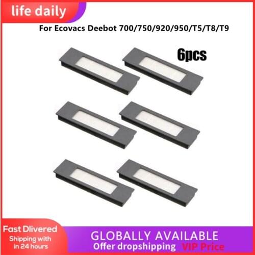 6 Pack For Ecovacs Deebot 700/750/920/950/T5/T8/T9 Filters Vacuum Cleaner Household Sweeper Cleaning Tool Vacuum Filter For Home