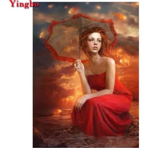 Diamond Embroidery Beauty with umbrella 3D Picture of Rhinestones DIY Diamond Painting Full Square Round Mosaic Home Decoration