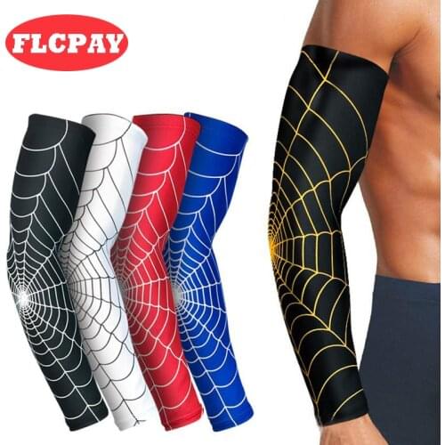 1 PCS Spider Web Basketball Slip-resistant Lengthen Arm Guards Sunscreen Sports Protective Sleeve Forearm Elbow Pad Wholesale