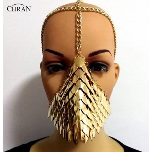 Chran Chainmail Mask Bra Scalemail Shoulder Armor Cosplay Burning Man Headdress Head Chain Headband Medieval Ren Faire Jewelry