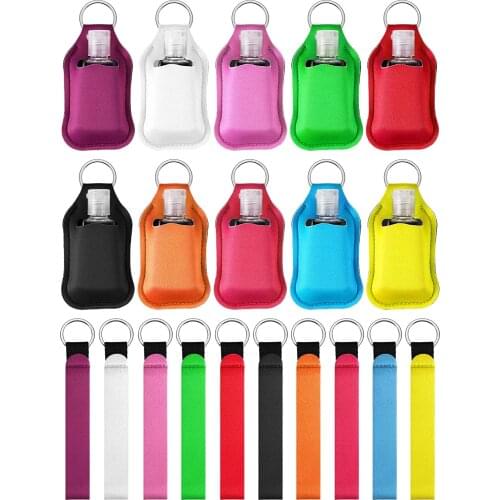 Puezokly 30ml Hand Sanitizer Keychain Holder Travel Bottle Refillable Containers Flip Cap Reusable Bottles with Keychain Carrier