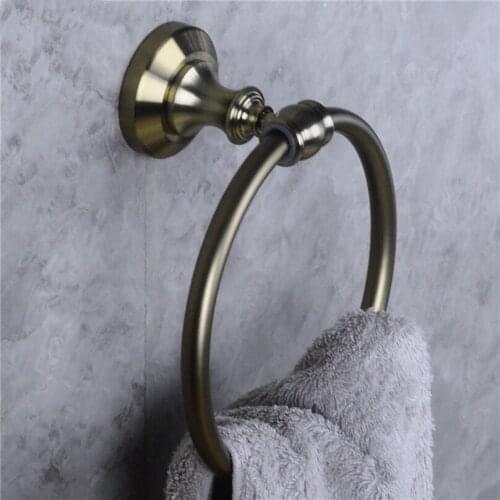 Towel Holder Aluminum Wall Mounted Bathroom Hand Towel Rings, Round Bright Bronze Ring Rack Bathroom Accessories