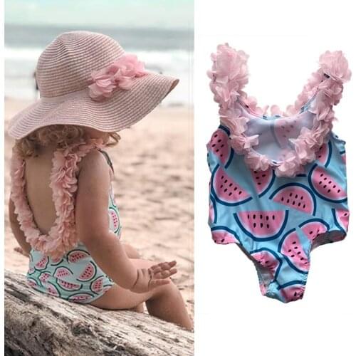 Girls Baby Kids Swimwear Summer One Piece Flower Printed Bathing Suits For Children Beach Party Swimming Suit Holiday Swimsuit