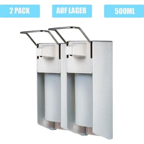 Soap Dispenser 2 Pack Wall Mounting Stainless Steel Elbow Pressure Soap Dispenser 500ml Disinfection Arm Lever Dispenser