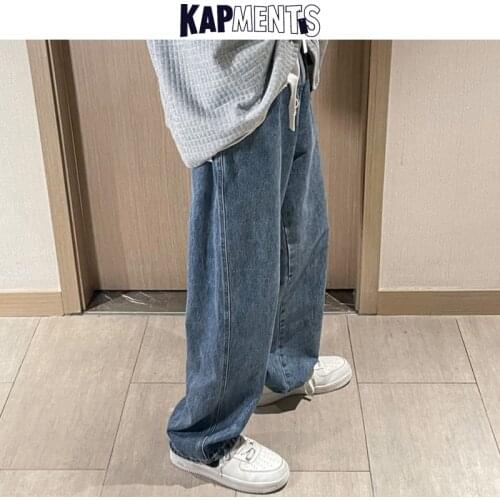 KAPMENTS Men Vintage Streetwear Overalls Baggy Jeans 2021 Spring Mens Hip Hop Casual Denim Joggers Pants Korean Style Trousers