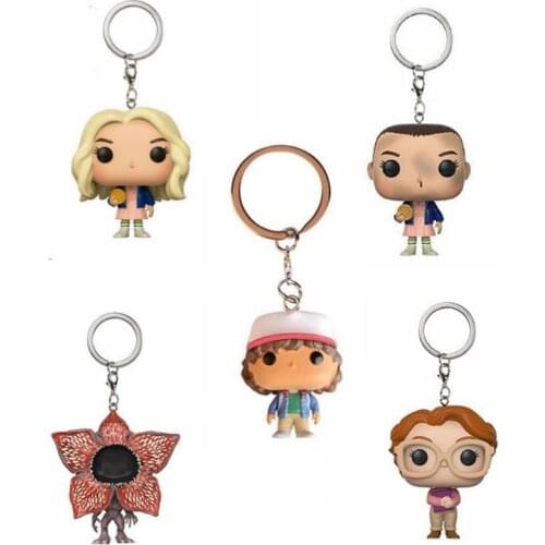Funko Pop Pocket Stranger Things Keychain Eleven Dustin Barb Demogorgon Action Figures Toys