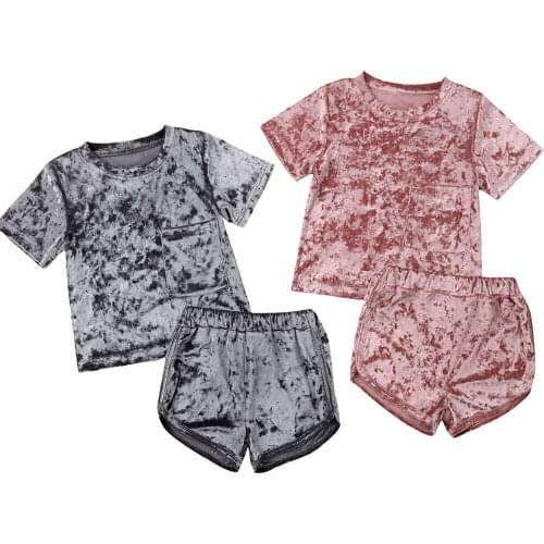 Toddler Kids Baby Girl Tops T-shirt Short Pants 2Pcs Outfit Set Clothes 0-5Years Summer Cute Children Toddler Kid Baby Girl