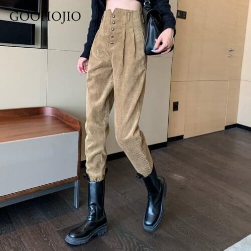 GOOHOJIO Women's Corduroy Trousers