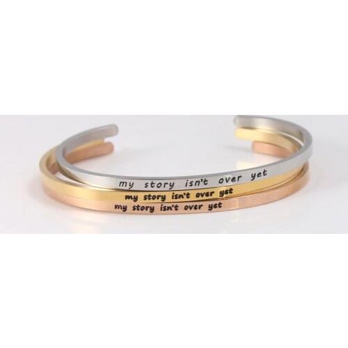 My Story Isn't Over Yet Friend Personalized Cuff Engraved Bangle Gifts Inspirational Friendship Jewelry for Women Her Bracelets