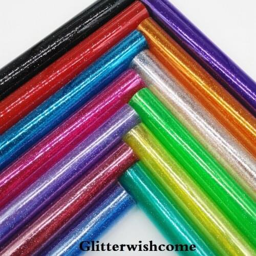 Glitterwishcome 21X29CM A4 Size Synthetic Leather, See Through Glitter PVC Vinyl for Bows, GM062A