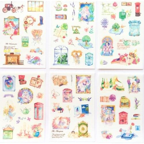 6pcs/lot Classical Beauty Decorative Bullet Journal Stickers Adhesive Stickers DIY Decoration Diary Stationery Stickers