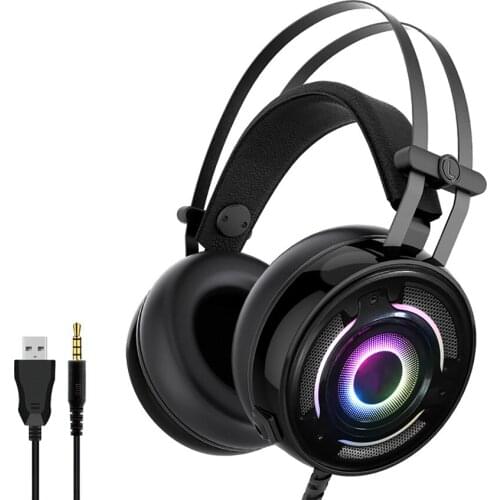 Leather Retractable Headset Gaming Headphone with Mic for PS4/ XBox One/ N-Switch/ Switch Lite/ PC/ Tablet/ Phone 3.5MM Plug