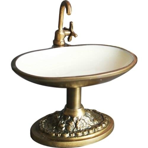 Handmade Brass Creative Faucet Soap Box Soap Box Holder Jewelry Bathroom Storage Lucky Crafts bathtub caddy bathtub shelf