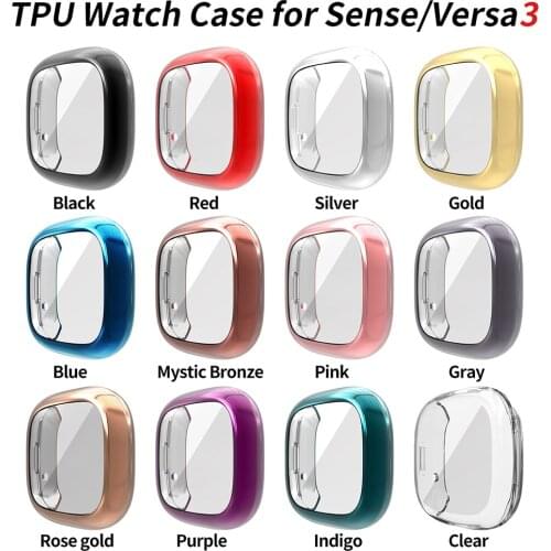 Lightweight TPU Case for Fitbit Sense Versa 3 Watch Cover Screen Protector Shell for Versa3 Soft Bumper Accessories