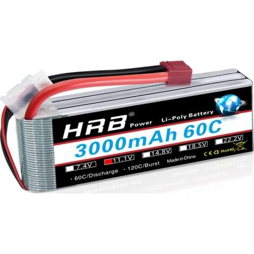 HRB 3s Lipo Battery 11.1V 3000mAh 60C Max 120C with XT60-T Deans Plug for Traxxas 1/8 1/10 Slash Slash 4x4 Emaxx Car Helicopter