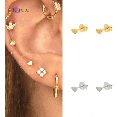 Heart/Star/Moon Small Stud Earrings 925 Sterling Silver Ear Needle Minimalist Earrings Popular Jewelry For Women Birthday Gifts