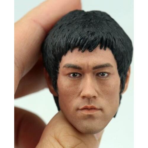 1/6 Scale Asia Male Wing Chun Jeet Kune Do Martial Arts Bruce Lee Head Carving Classic Calm Version Model For 12" Body Model toy