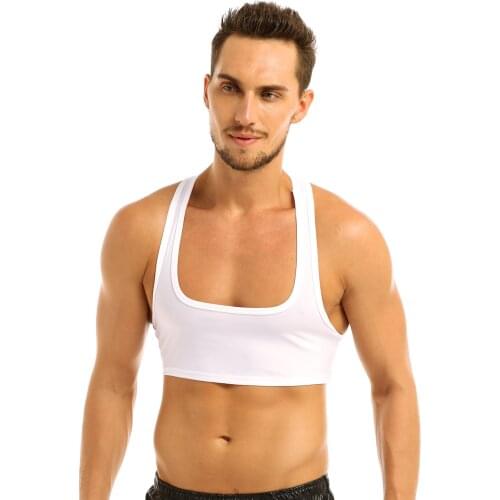 Mens Sexy Y-Back Sleeveless Muscle Guys Tank Top Mens Crop Tops Clubwear Stage Costume Performance Tank Tops Male Fitness Vest