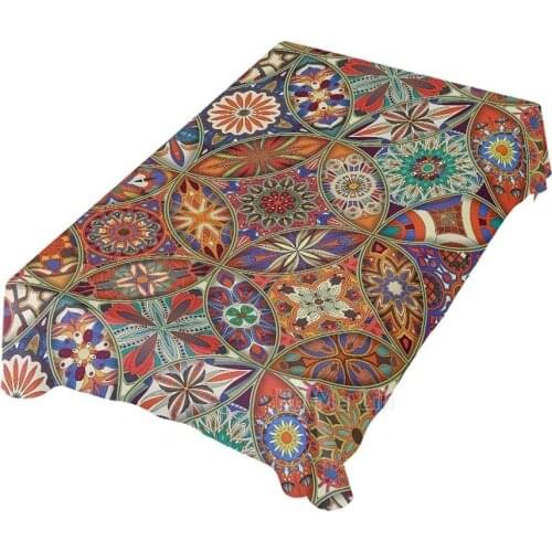 Mexican Tablecloth Polyester Stain Resistant Wipe Indoor And Outdoor