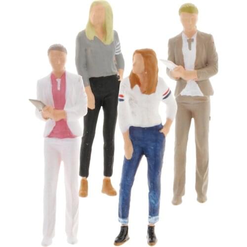 Mini 1/64 Scale Diorama Painted Figure People Office Scenery Doll Building Train Buliding Home Decor Supplies