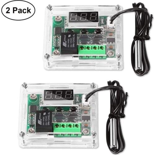 Temperature Controller Module with Case, 2PCS XH W1209 Display Digital Thermostat Module with Waterproof NTC Probe