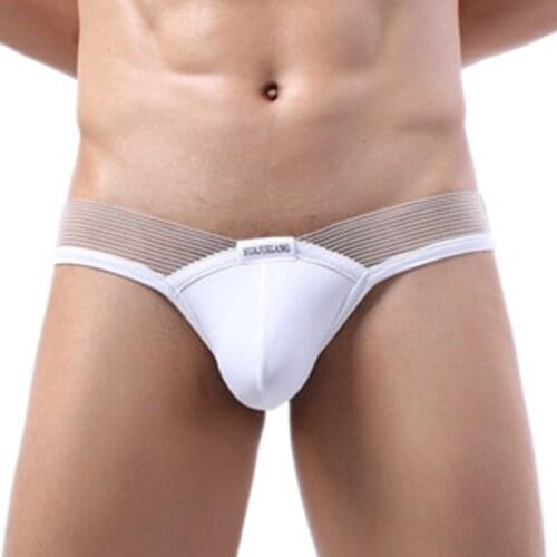 Males U Convex Pouch Briefs Sexy T-Back Thong and G-String Thongs Low Waist Underwear PatchworkUnderpants Male Panties A30