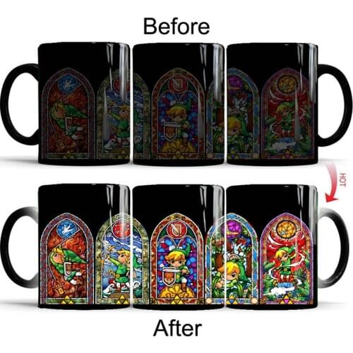 New 350mL Cute Zelda Color Transforming Magic Mugs Coffee Milk Ceramic Mug Novelty Heat Changing Color Tea Cup Gift for Friends