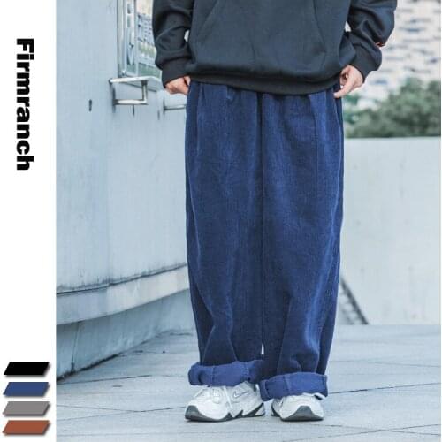 Firmranch New Autumn/Winter Men Amekaji Oversize Cargo Pants High Quality Corduroy Super Loose American Causal Japanese Trousers