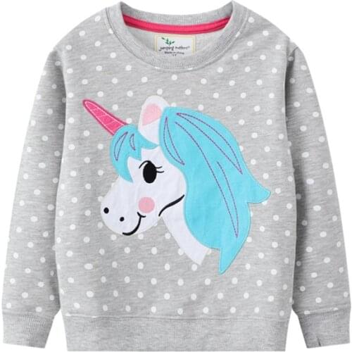 Jumping Meters New Arrival Girls Unicorn Clothing For Autumn Winter Dots Sweatshirts Childrens Clothes Cotton Kid Costume Shirt